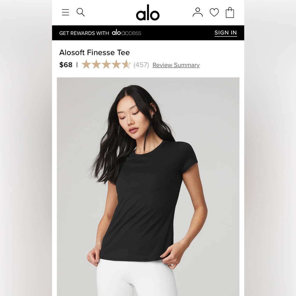 Alo Alosoft Finesse Tee - Size Medium